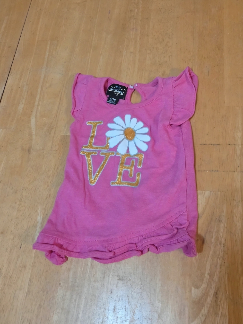 Pink "LOVE" Daisy Ruffle Tee - Children's Shirt